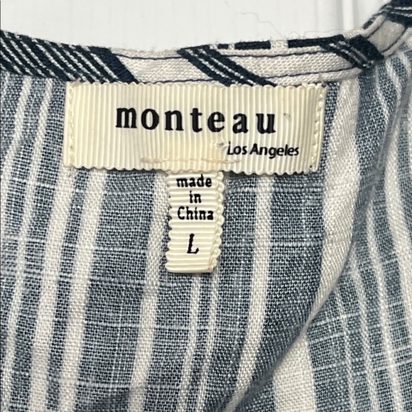 🌴vacation pick🌴Monteau Blue and White Chevron Midi Dress - Picture 2 of 4